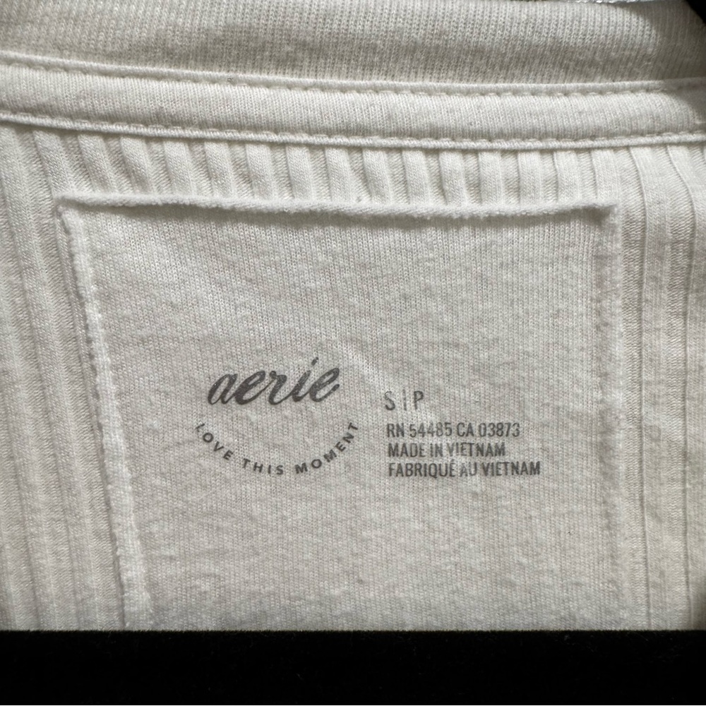 Aerie Fireside Long Sleeve Henley T-Shirt White Small Ribbed Cozy Y2K - Picture 11 of 14